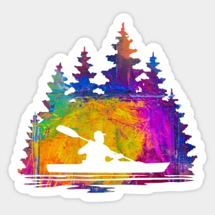 Abstract Silhouette Rainbow Pattern of a Kayaker Sticker